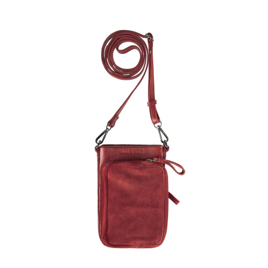 PHONE WALLET SUEDE CHILI RED